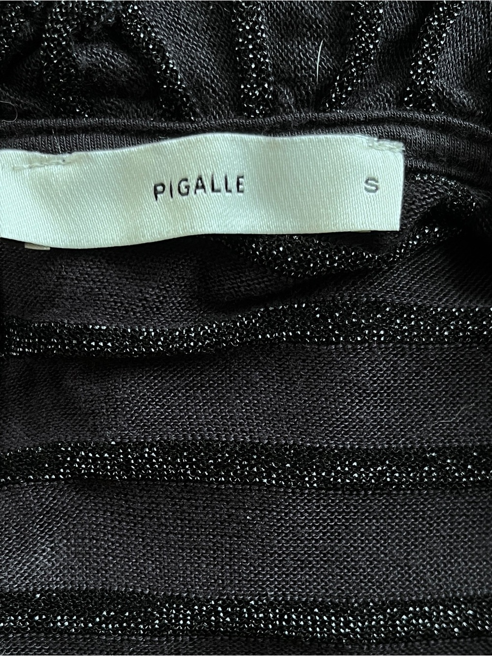 Pigalle Sheer Stripe Ruffle-Neck Long Sleeve Knit Women’s Top Size S - Picture 6 of 6